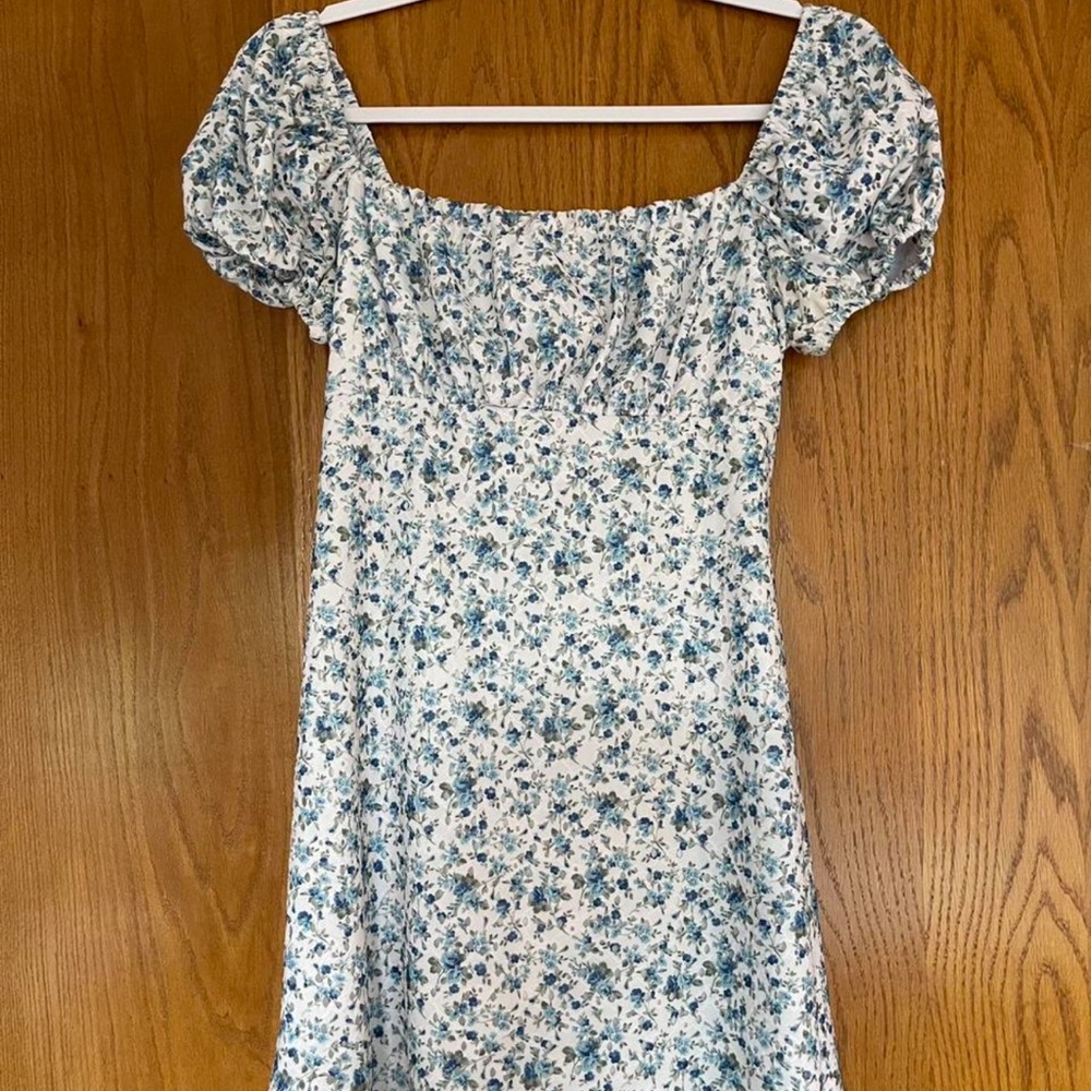 Dry Goods Blue and Green Floral Open-Tie Back Sundress